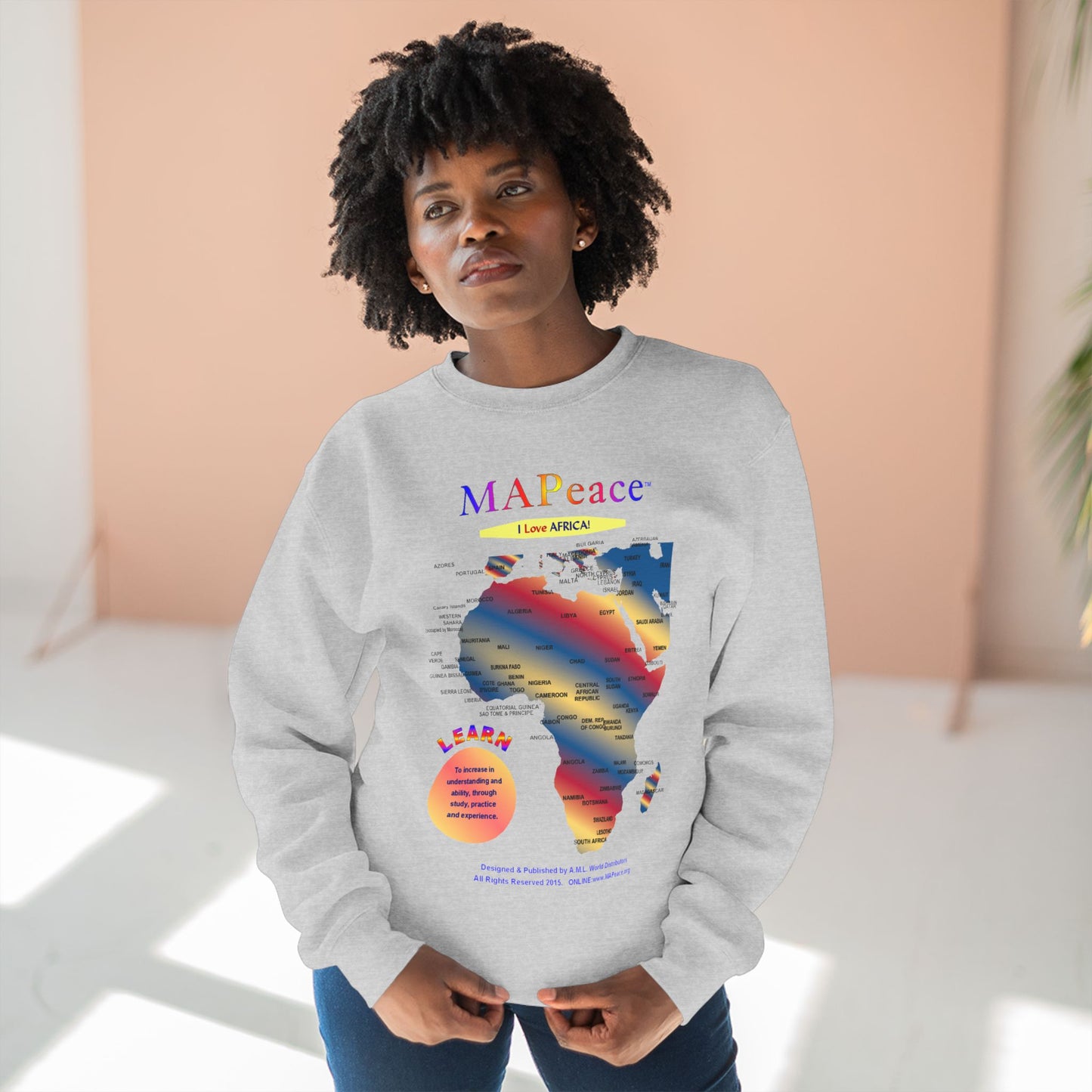 African Map Unisex Sweatshirt, Cozy Fashion, Travel Enthusiasts, Peace Lovers, Educational Apparel, Unique Gift Idea