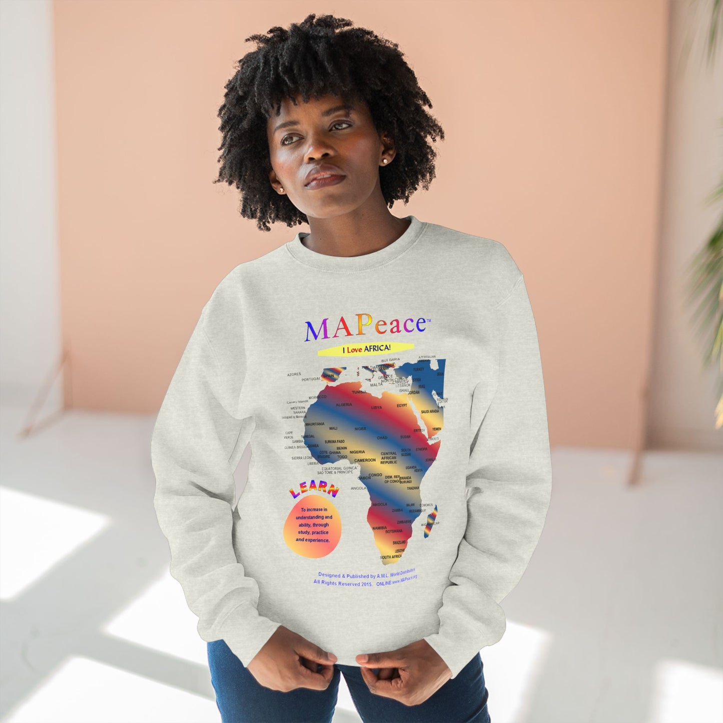 African Map Unisex Sweatshirt, Cozy Fashion, Travel Enthusiasts, Peace Lovers, Educational Apparel, Unique Gift Idea