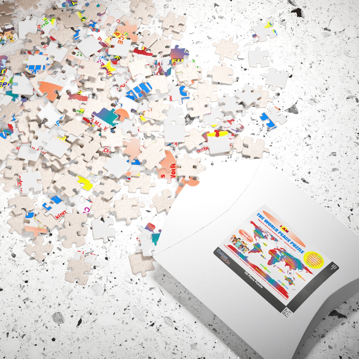I AM Beautiful - World Peace Jigsaw Puzzle – Inspirational Map Puzzle for Kids & Families (110/252/520/1014 Pieces)