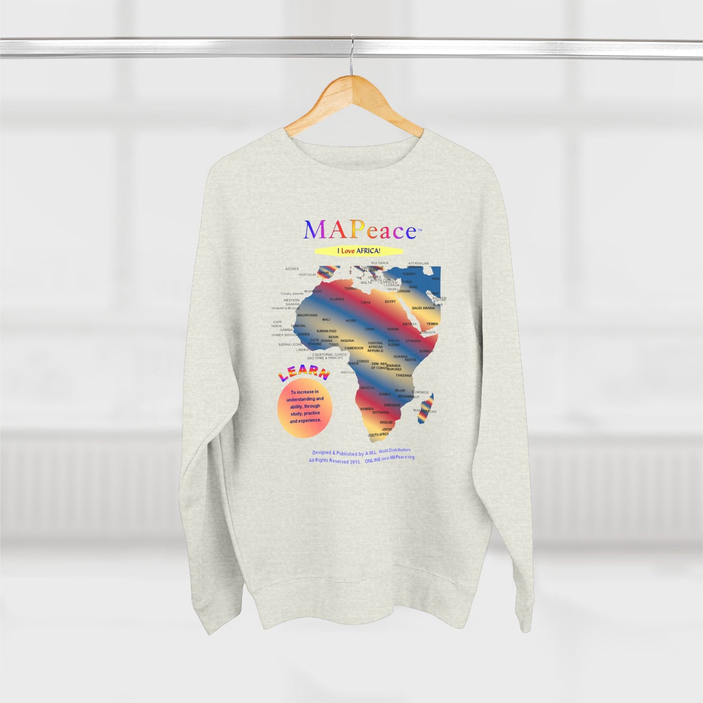 African Map Unisex Sweatshirt, Cozy Fashion, Travel Enthusiasts, Peace Lovers, Educational Apparel, Unique Gift Idea