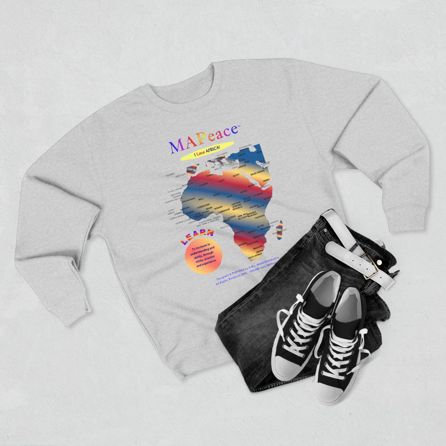 African Map Unisex Sweatshirt, Cozy Fashion, Travel Enthusiasts, Peace Lovers, Educational Apparel, Unique Gift Idea