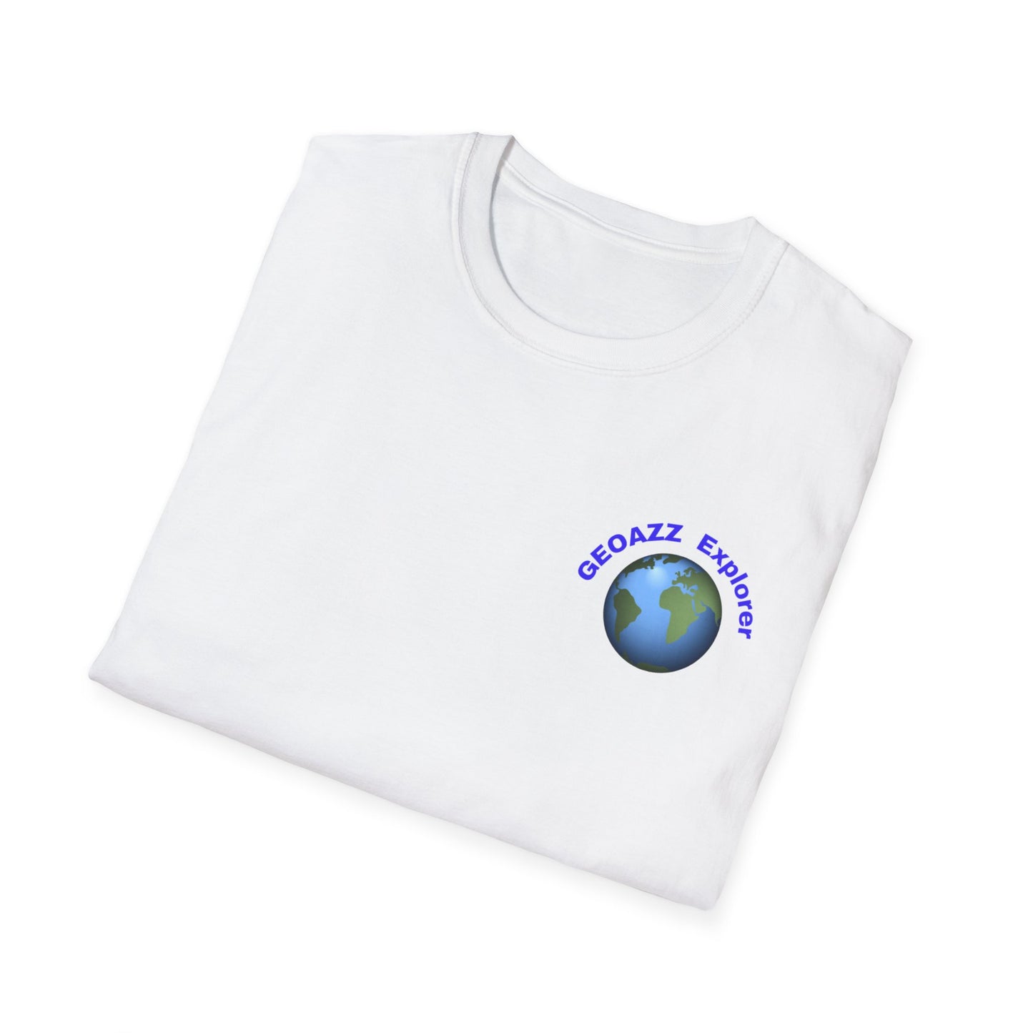 GEOAZZ Explorer - Eco-Friendly Earth Graphic T-Shirt | Unisex Softstyle Tee | Perfect for Nature Lovers, Earth Day, Casual Wear, Gifts, Eco-Conscious Fashion