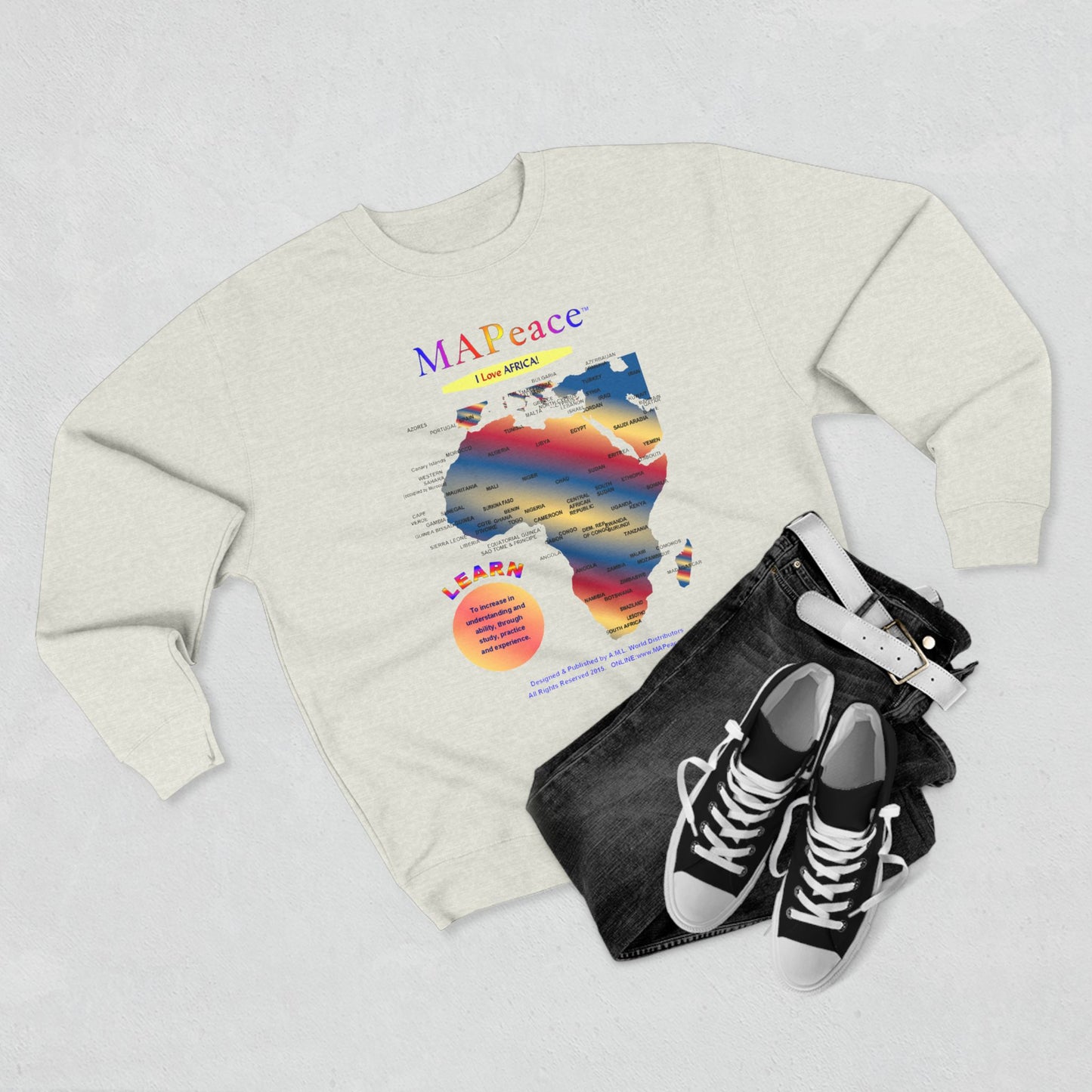 African Map Unisex Sweatshirt, Cozy Fashion, Travel Enthusiasts, Peace Lovers, Educational Apparel, Unique Gift Idea