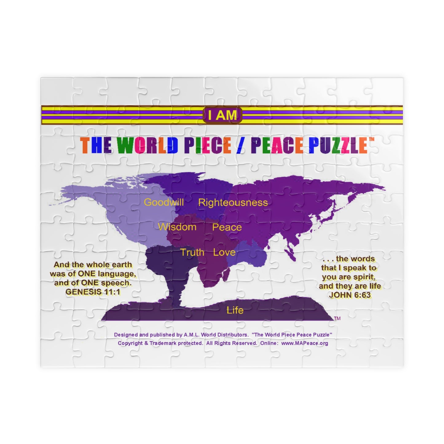 I AM The World Piece / Peace Puzzle - Purple