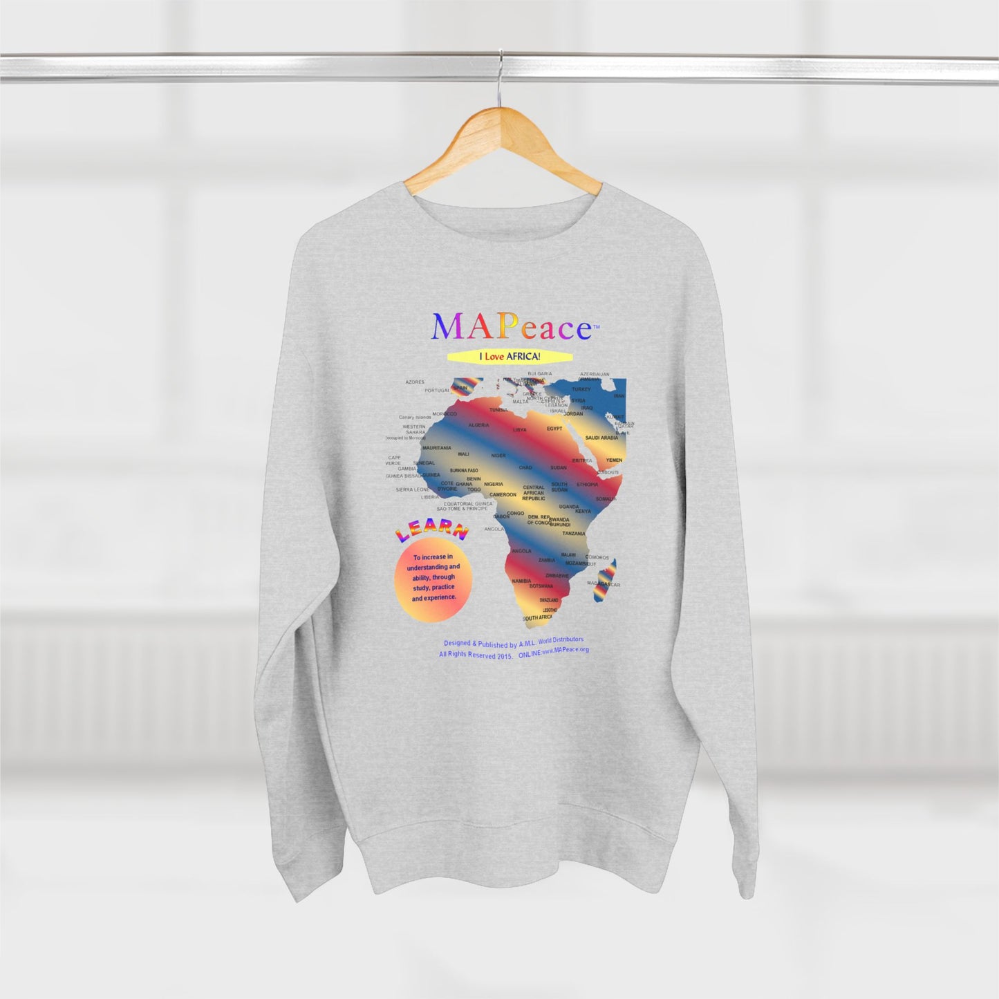 African Map Unisex Sweatshirt, Cozy Fashion, Travel Enthusiasts, Peace Lovers, Educational Apparel, Unique Gift Idea