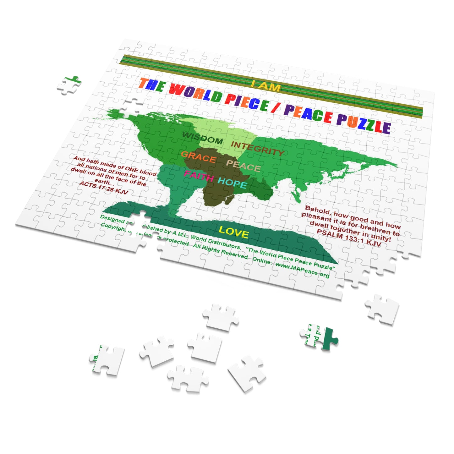 World Peace Jigsaw Puzzle with Tin - Inspiring Gift for Peace Lovers, Family Game Night, Educational Fun, Unique Home Decor