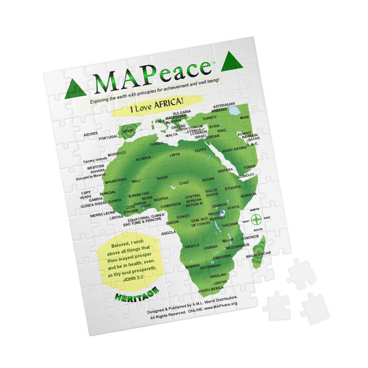 MAPeace Africa Map Jigsaw Puzzle — Educational Geography Puzzle (110 pcs)