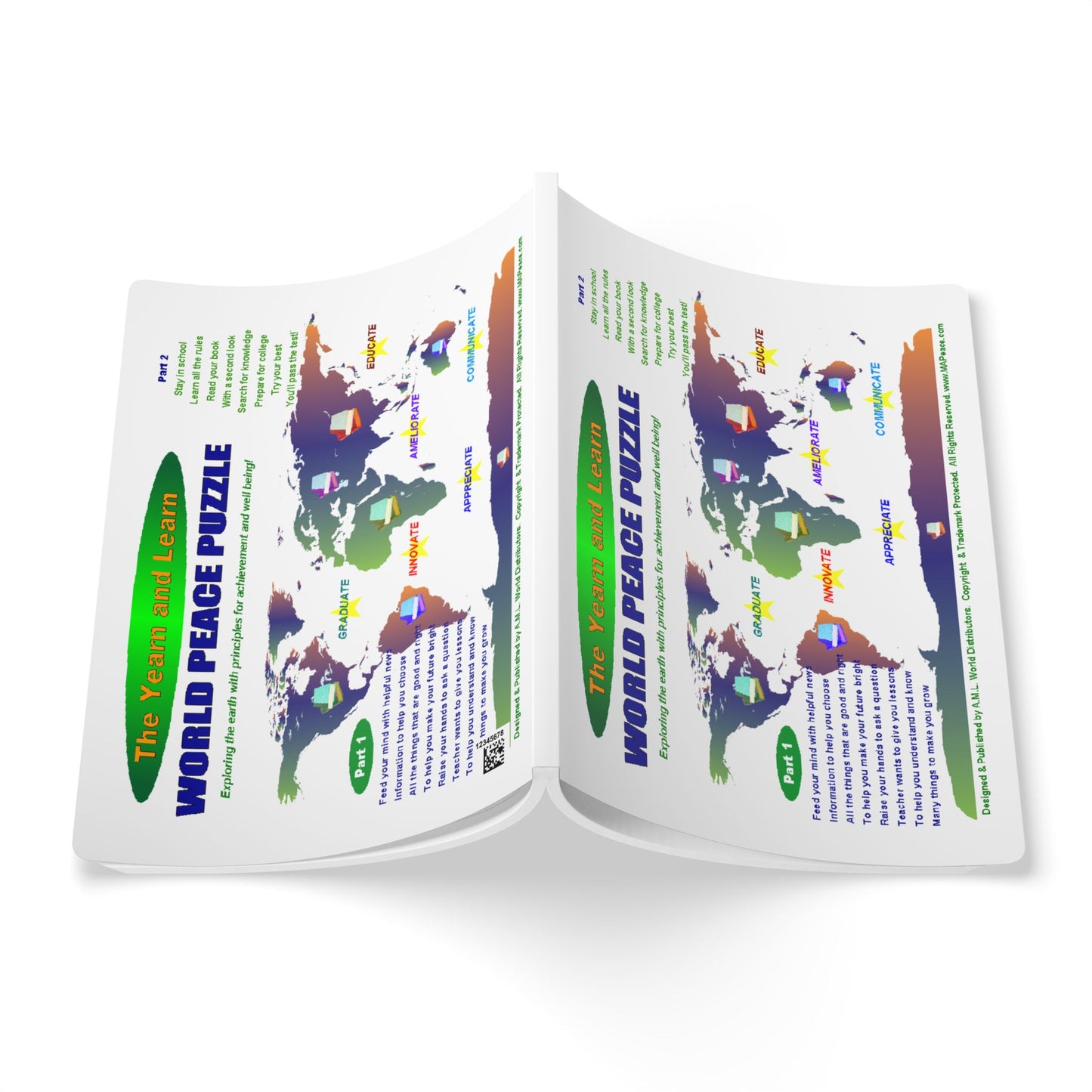 The Yearn & Learn - World Peace Puzzle map journal | Softcover Journal with printed interiors