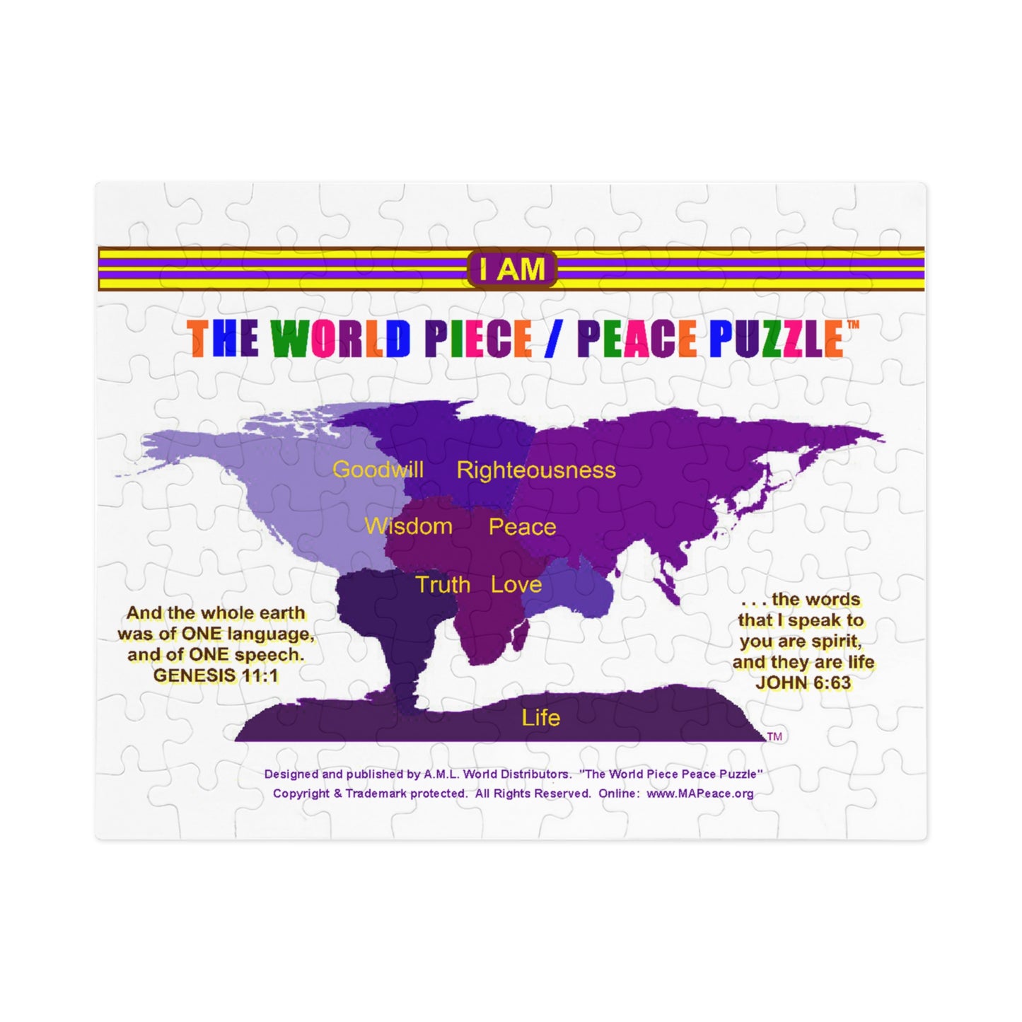 World Peace Jigsaw Puzzle with Tin - Inspirational Message for Unity and Harmony