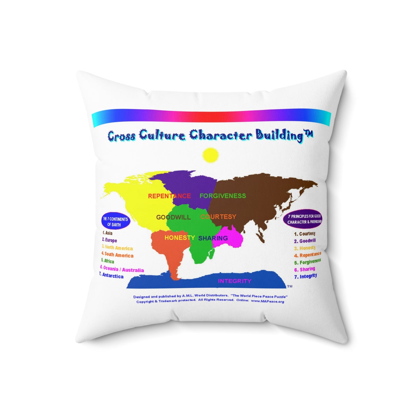 Cross Culture Character Building - Spun Polyester Square Pillow