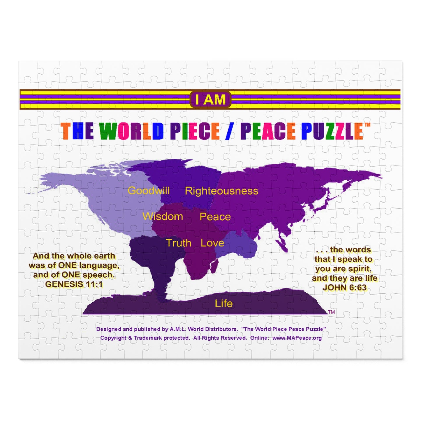 World Peace Jigsaw Puzzle with Tin - Inspirational Message for Unity and Harmony