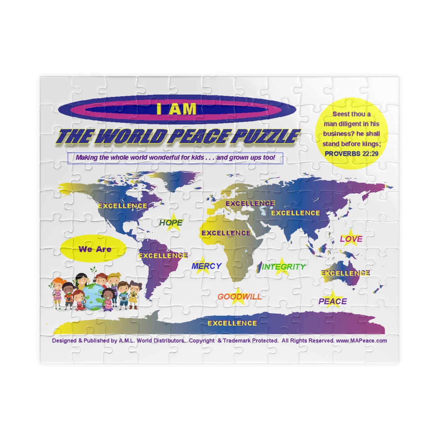 I AM Excellence - World Peace Jigsaw Puzzle – Inspirational 110 Piece Puzzle