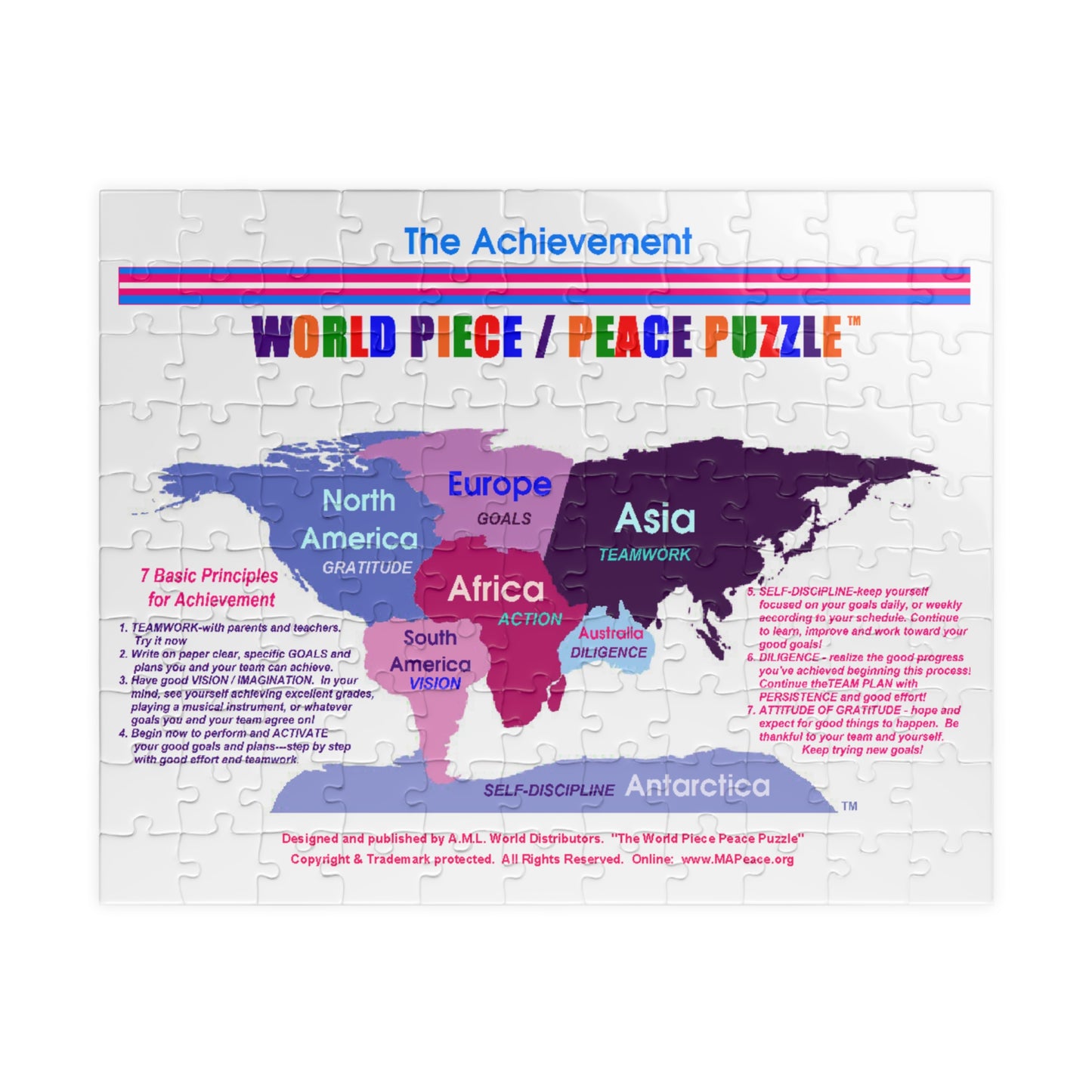 The Achievement World Piece / Peace Puzzle — Educational Geography Jigsaw (110 pcs)