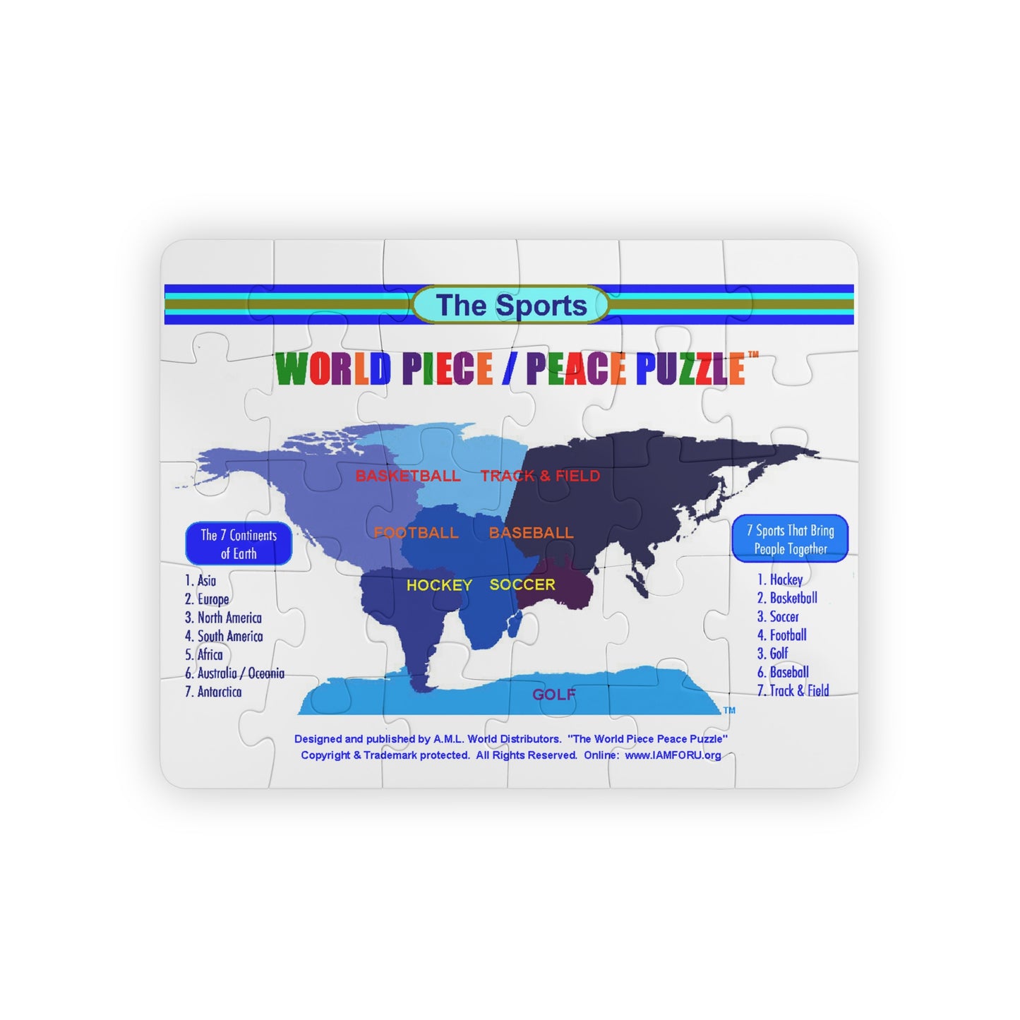 The Sports World Piece Peace Puzzle Kids' Puzzle | 30-Piece Educational Map Puzzle