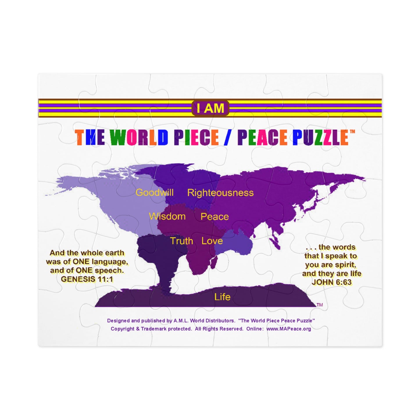 World Peace Jigsaw Puzzle with Tin - Inspirational Message for Unity and Harmony
