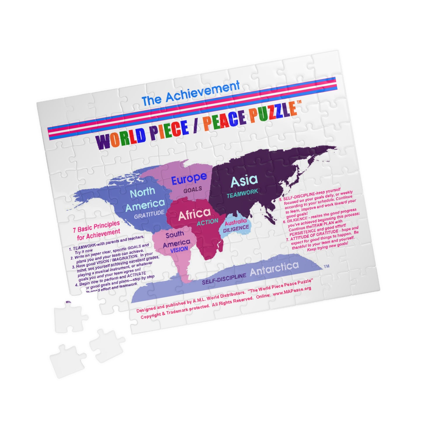 The Achievement World Piece / Peace Puzzle — Educational Geography Jigsaw (110 pcs)