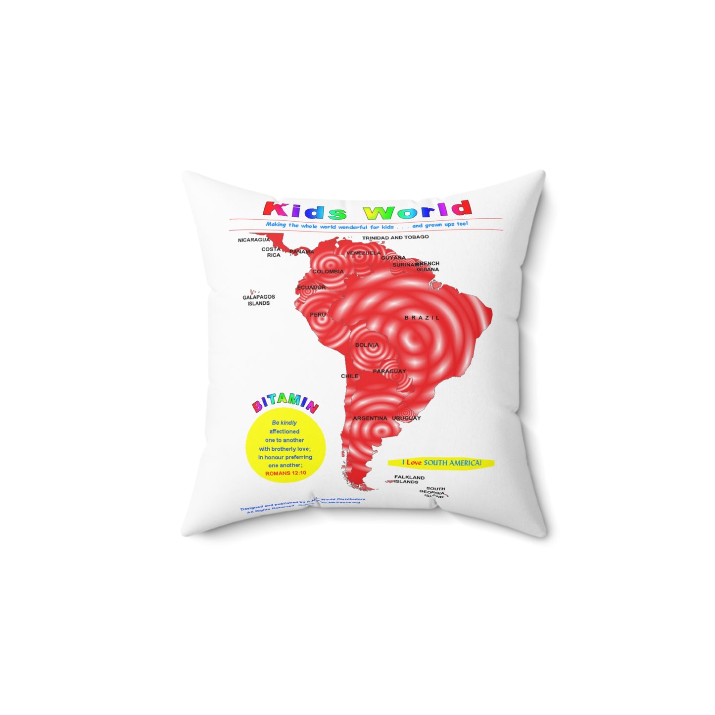 Christian Kids World - Kindness Pillow: Spun Polyester Square Pillow