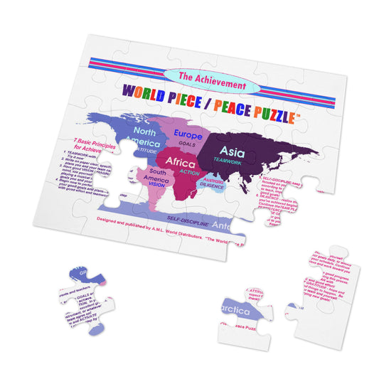 Jigsaw Puzzle: 7 Achievement Principles on 7 Continents Earth Tin Puzzle