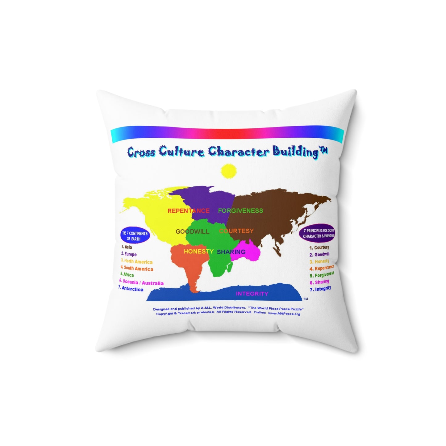 Cross Culture Character Building - Spun Polyester Square Pillow