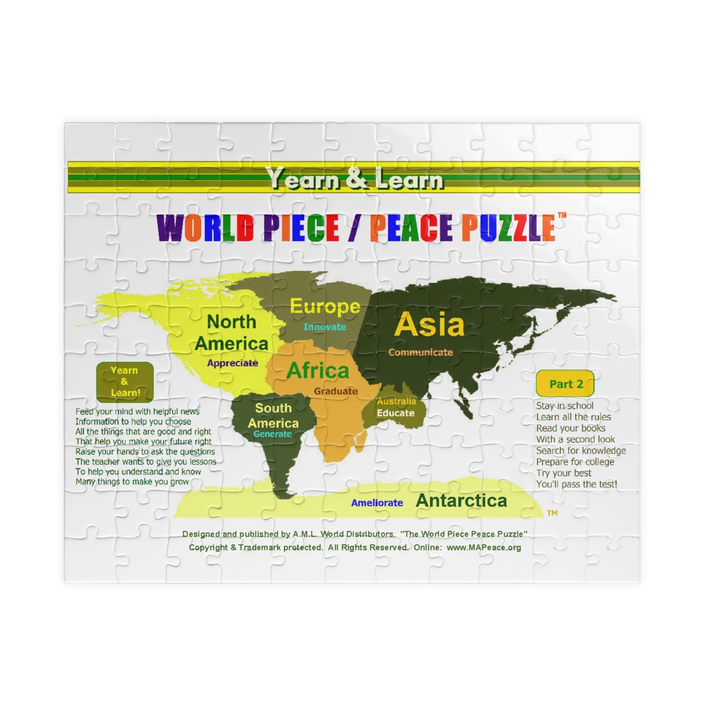 The YEARN & LEARN World Piece / Peace Puzzle - Jigsaw Puzzle (110 pieces)