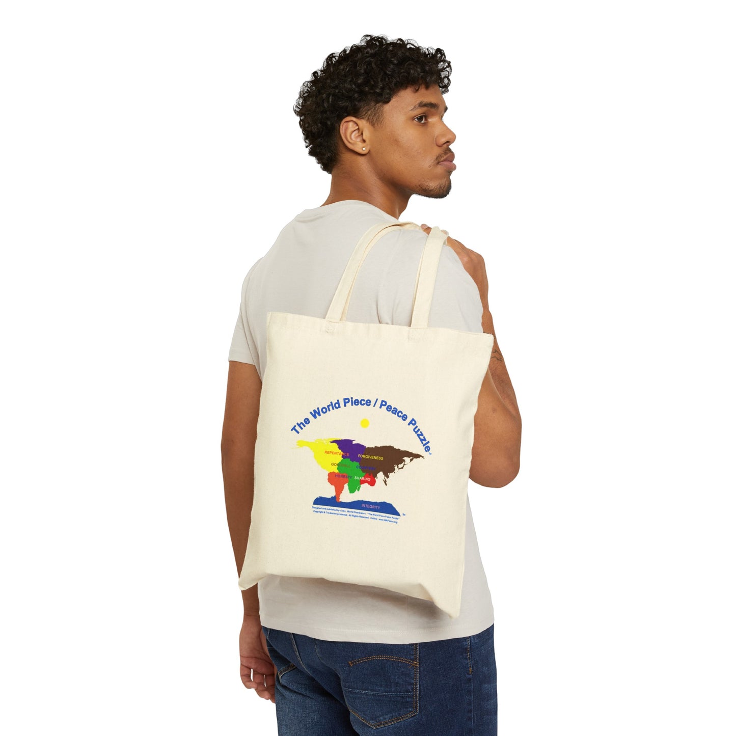 The World Piece Peace Puzzle Cotton Canvas Tote Bag