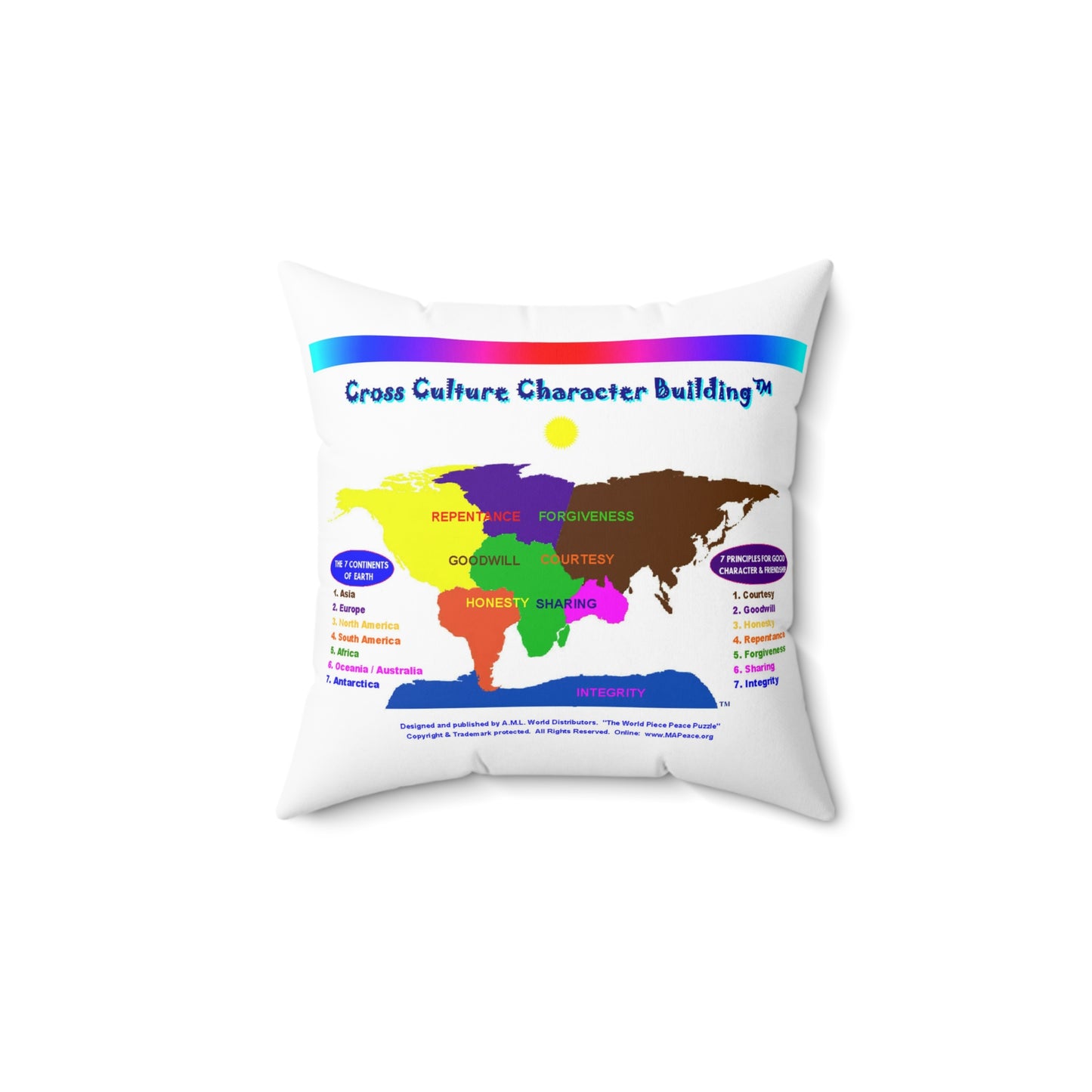 Cross Culture Character Building - Spun Polyester Square Pillow