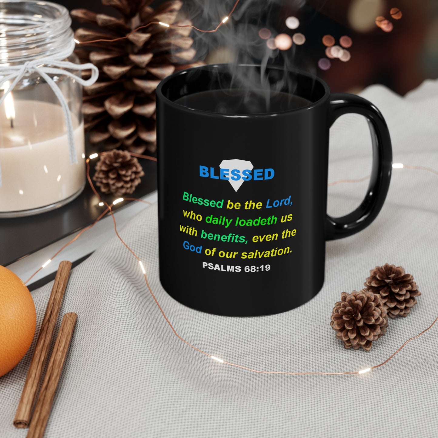 BLESSED - Psalms - 11oz Black Mug