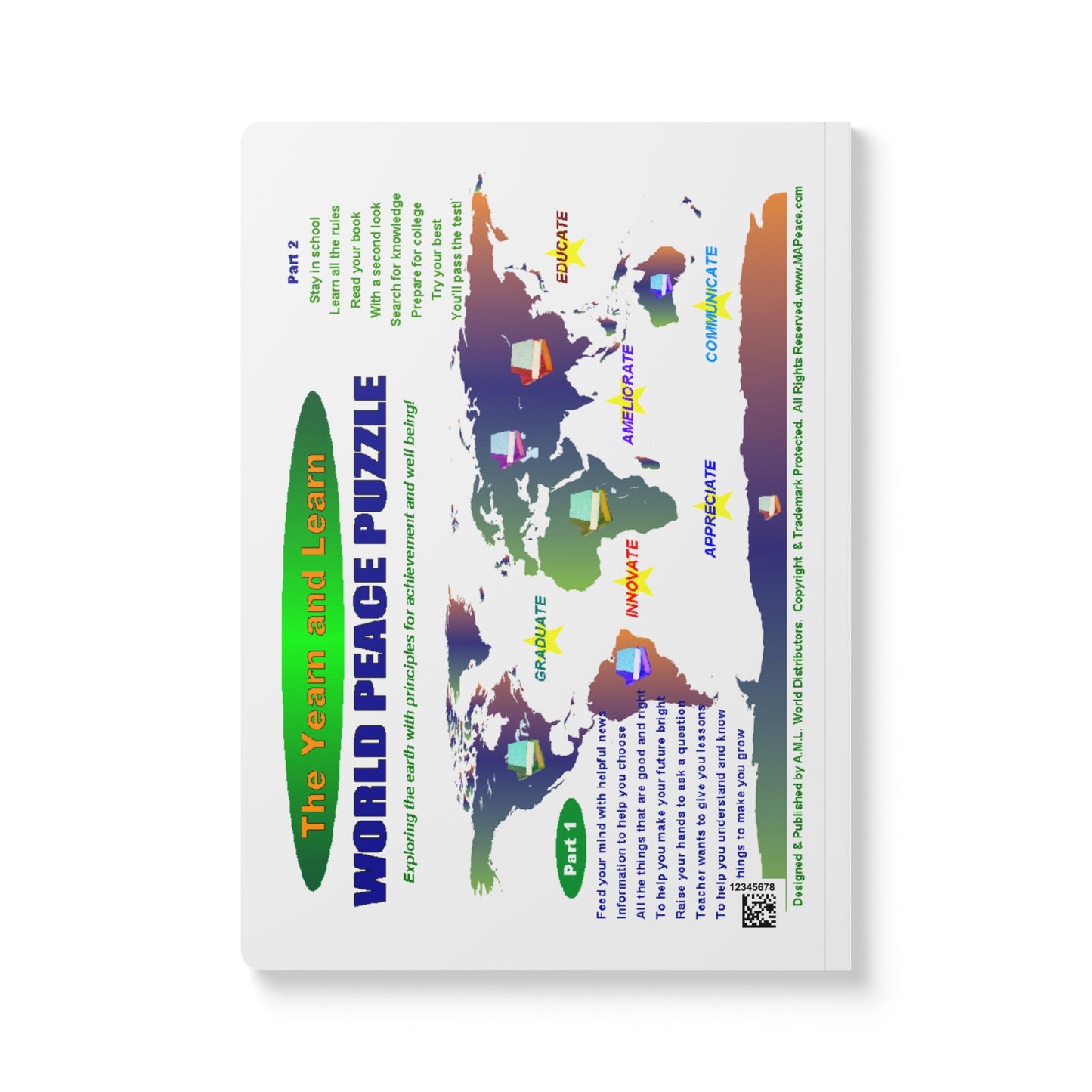 The Yearn & Learn - World Peace Puzzle map journal | Softcover Journal with printed interiors