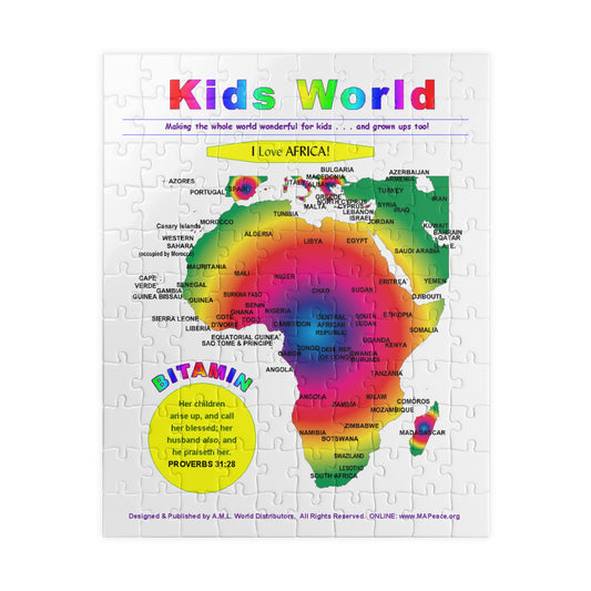 Africa Map Kids Puzzle — Colorful Educational World Puzzle (110 pcs)