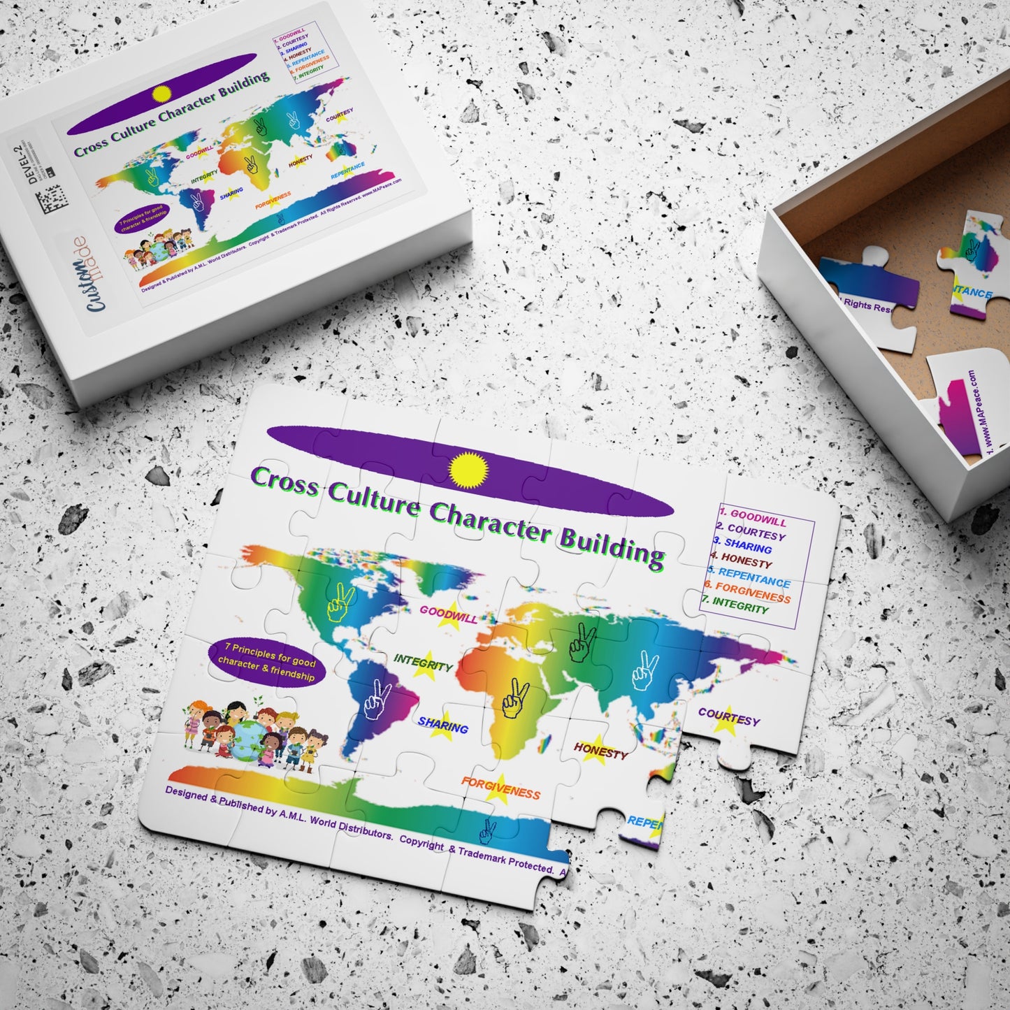 Cross Culture Character Building Kids' Puzzle, 30-Piece | World Map Values Learning