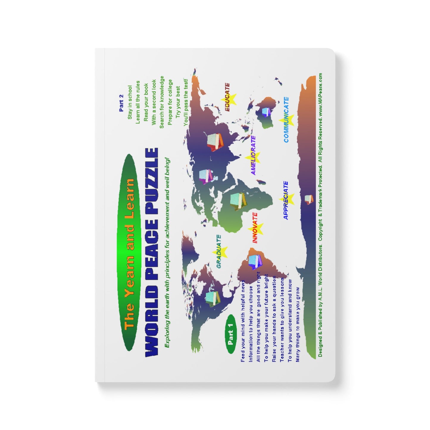 The Yearn & Learn - World Peace Puzzle map journal | Softcover Journal with printed interiors