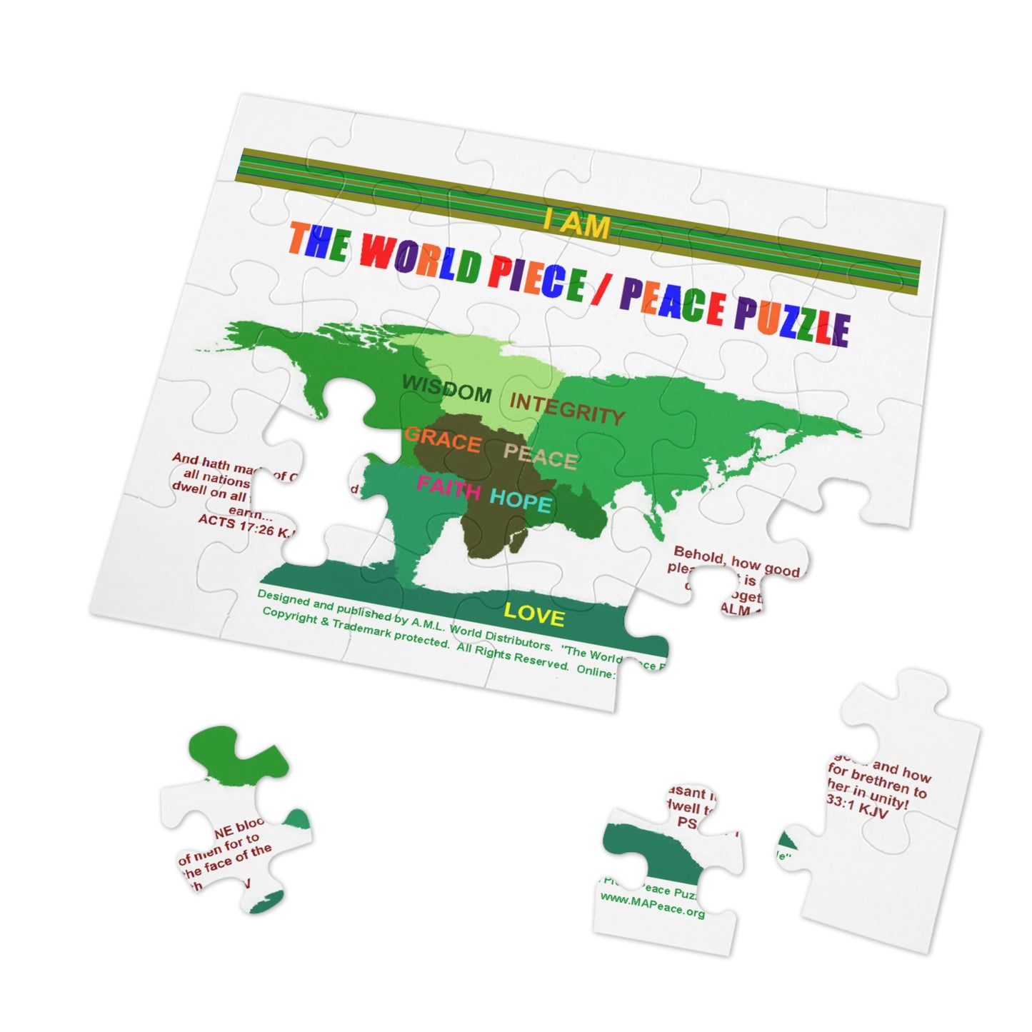 World Peace Jigsaw Puzzle with Tin - Inspiring Gift for Peace Lovers, Family Game Night, Educational Fun, Unique Home Decor