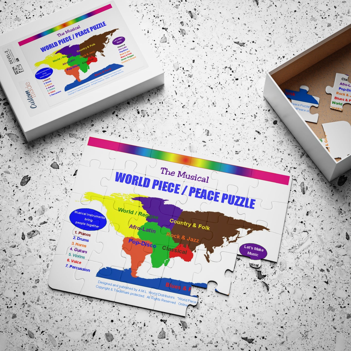 World Music Map Kids Puzzle — 30-Piece Educational Peace Puzzle
