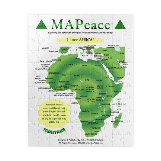 MAPeace Africa Map Jigsaw Puzzle — Educational Geography Puzzle (110 pcs)