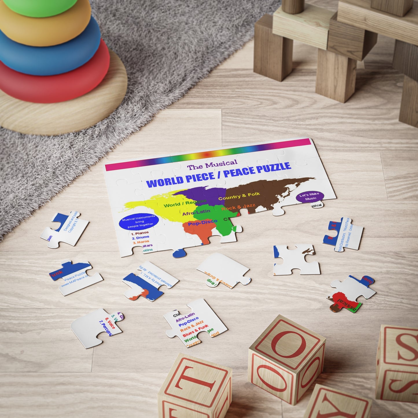 World Music Map Kids Puzzle — 30-Piece Educational Peace Puzzle