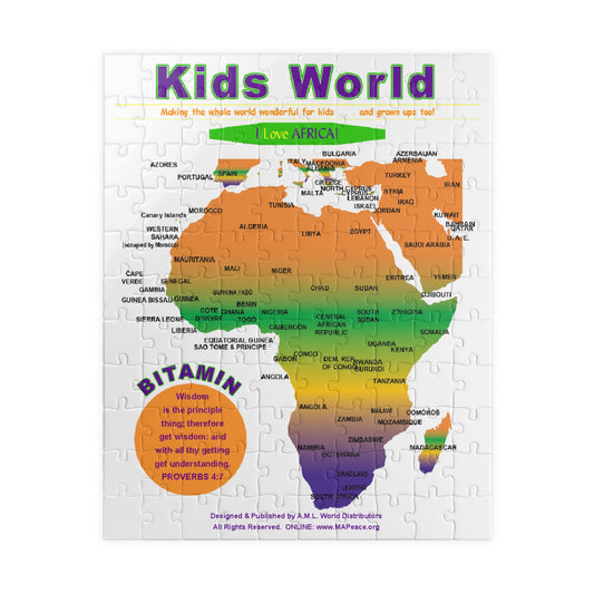 Kids World Africa Map Puzzle — Proverbs 4:7 - 110 Piece Jigsaw (I Love Africa)