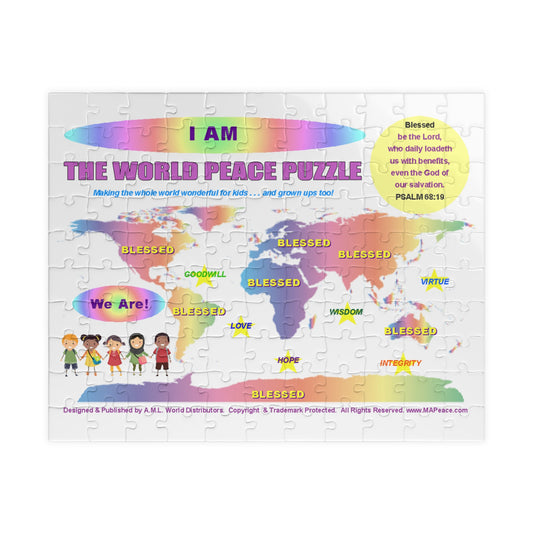 I AM Blessed! - World Peace Puzzle – Inspirational Christian Map Jigsaw (110–Pieces)
