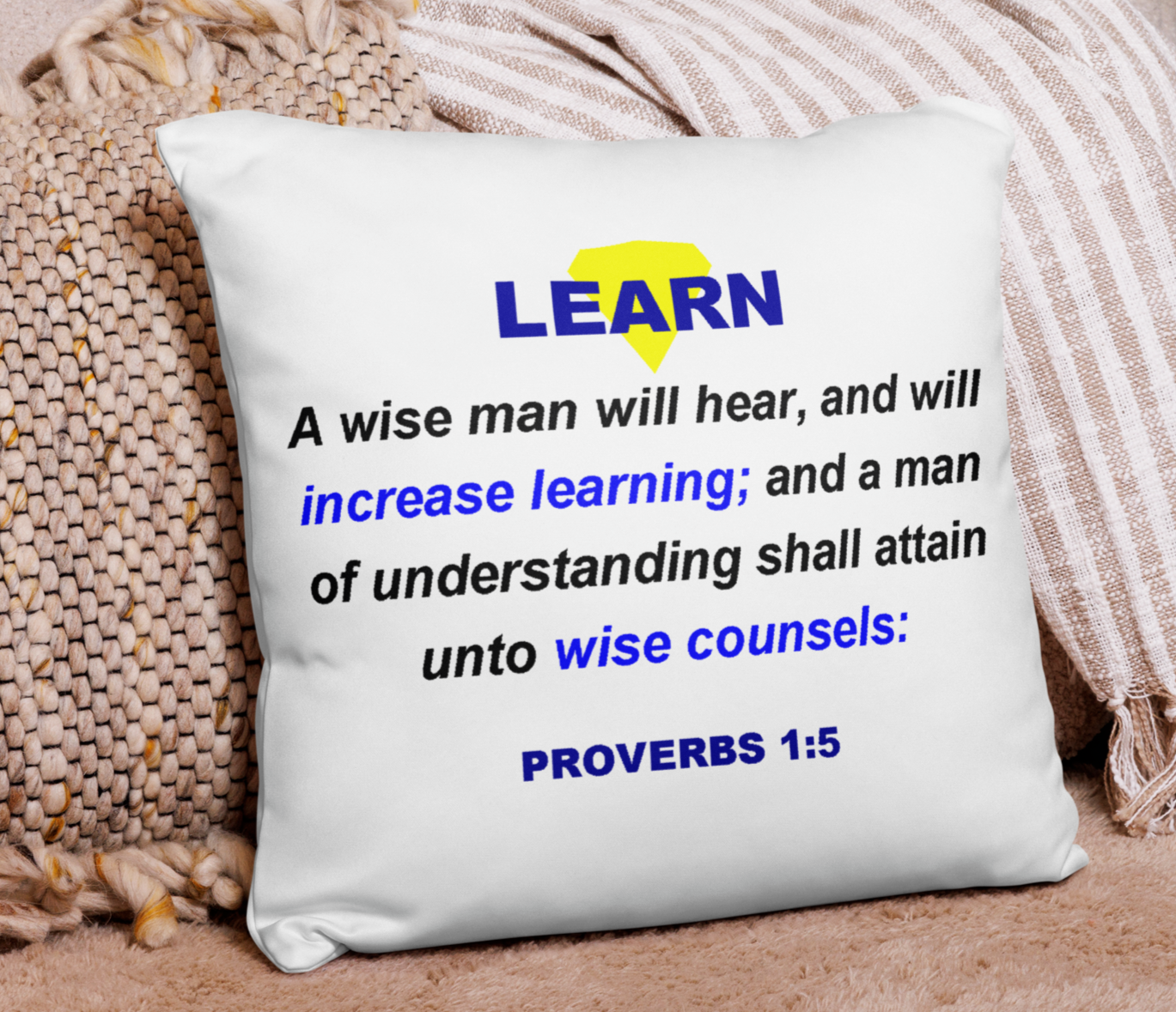 LEARN - Proverbs - Pillow 18 x 18