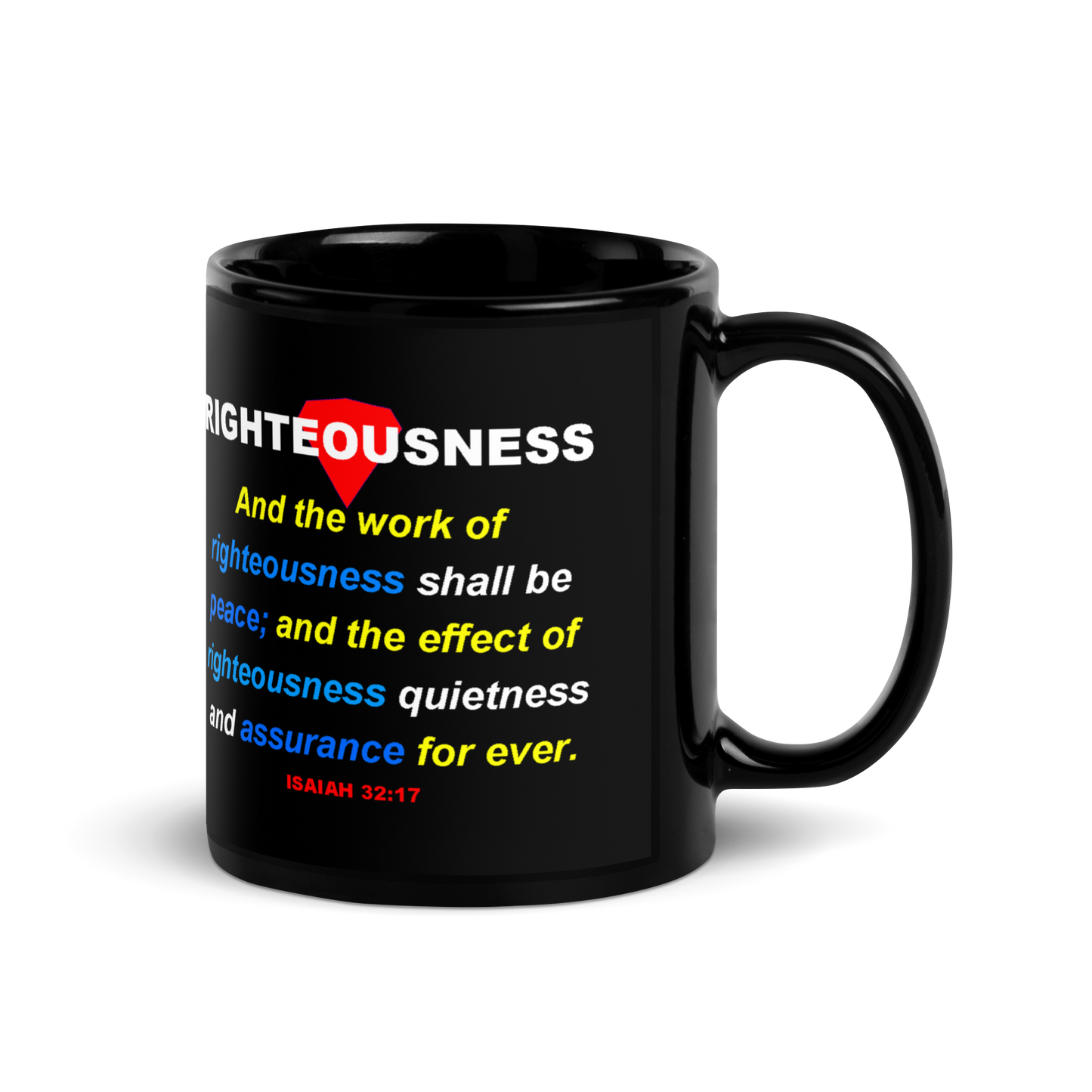 RIGHTEOUSNESS - Black Glossy Mug