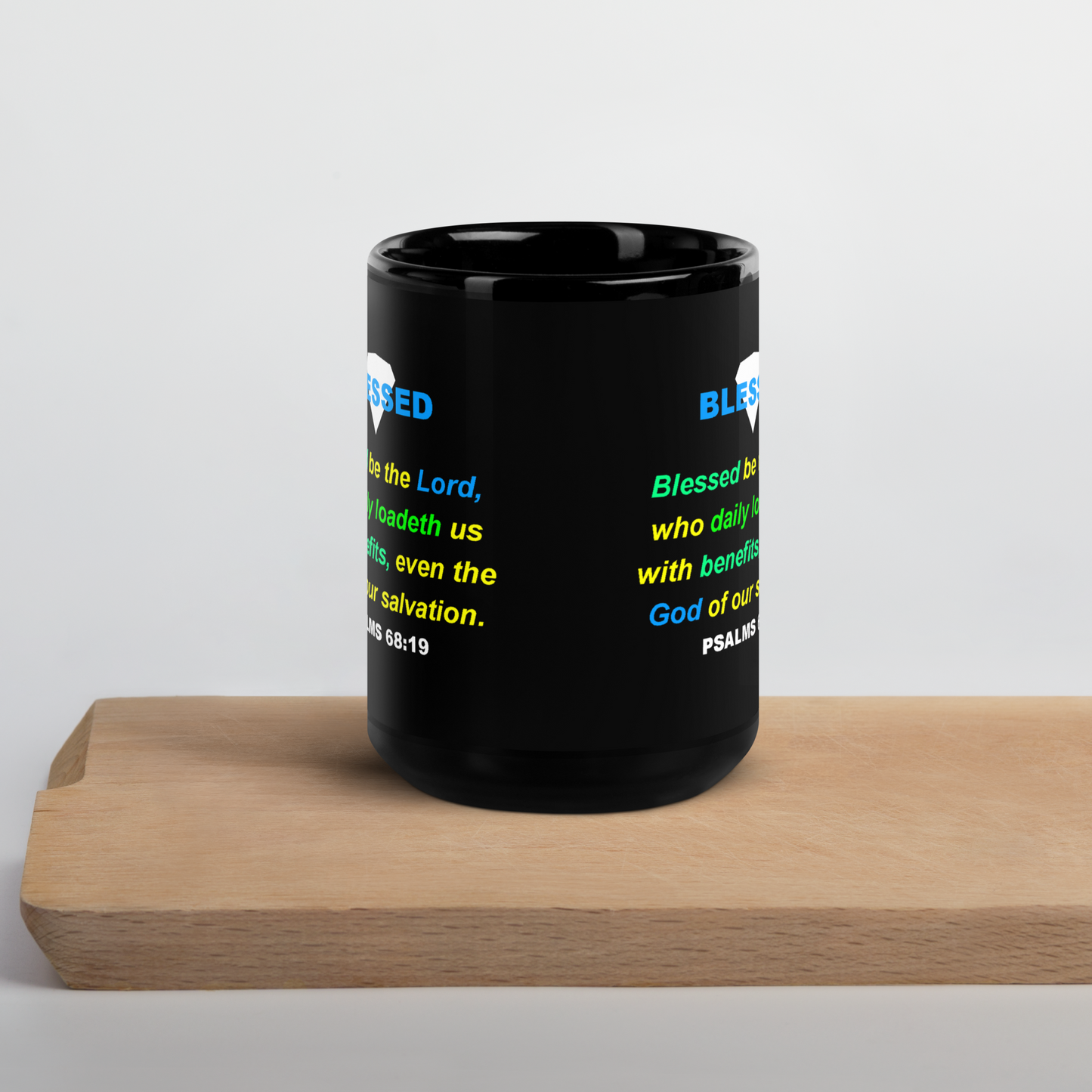 BLESSED - Psalms - Black Glossy Mug