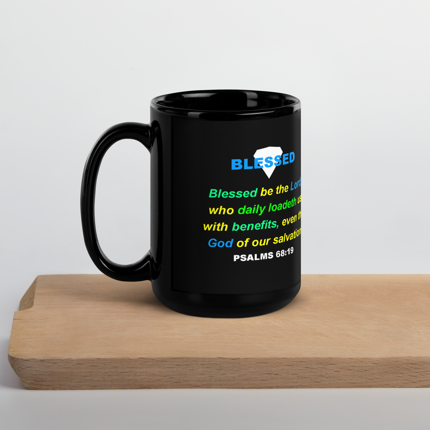 BLESSED - Psalms - Black Glossy Mug